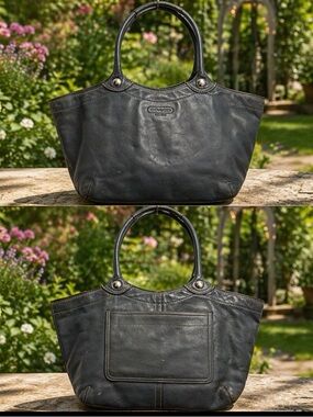 Coach Blue Leather Tote with Top Handles 18386